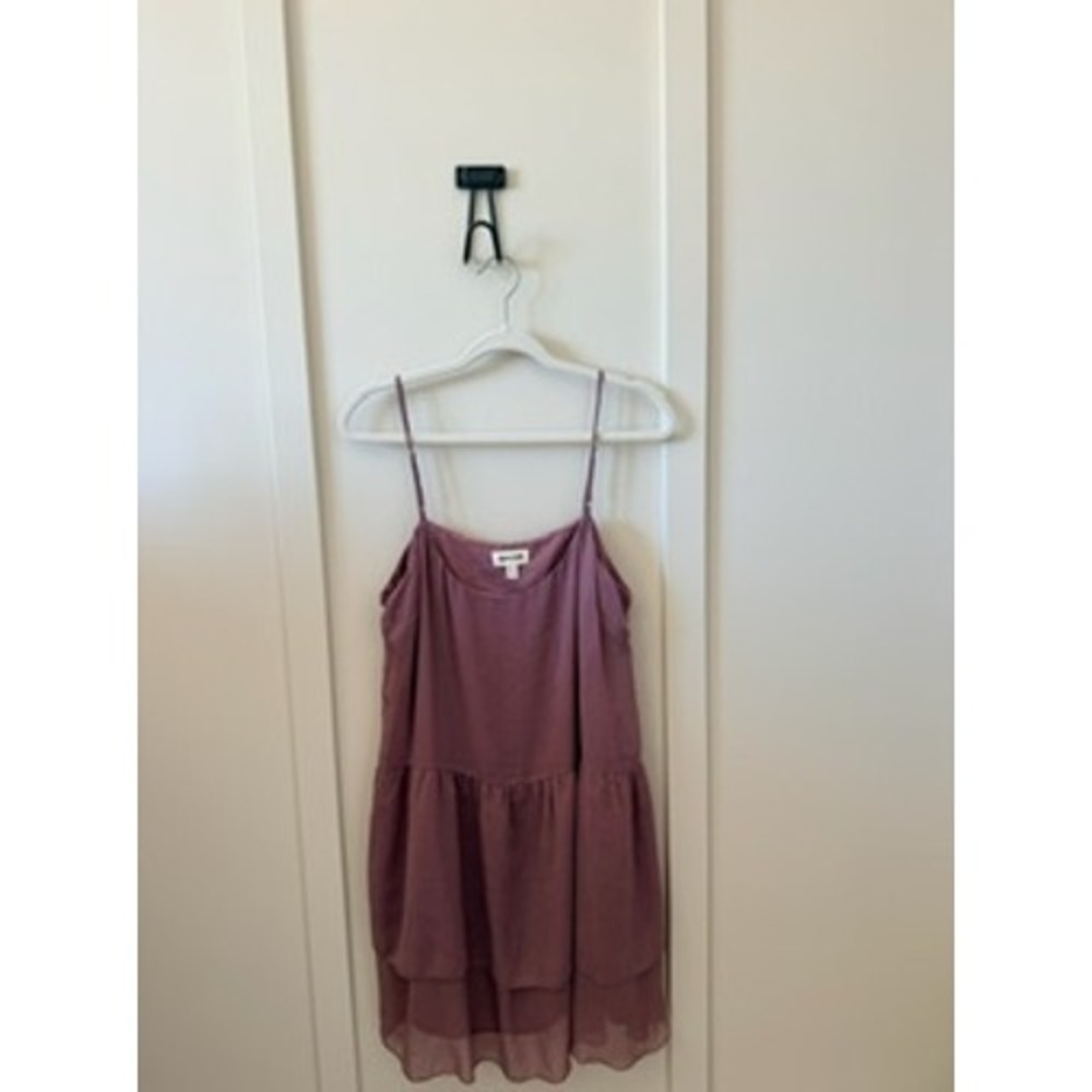 Y2K Open Edit Womens Tiered Mini Camisole Dress Mauve Purple XL Spaghetti Strap